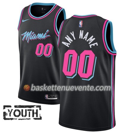 Maillot Basket Miami Heat Personnalisé 2018-19 Nike City Edition Noir Swingman - Enfant